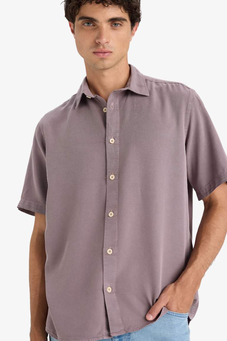 Regular Fit Tensel Kısa Kollu Gömlek