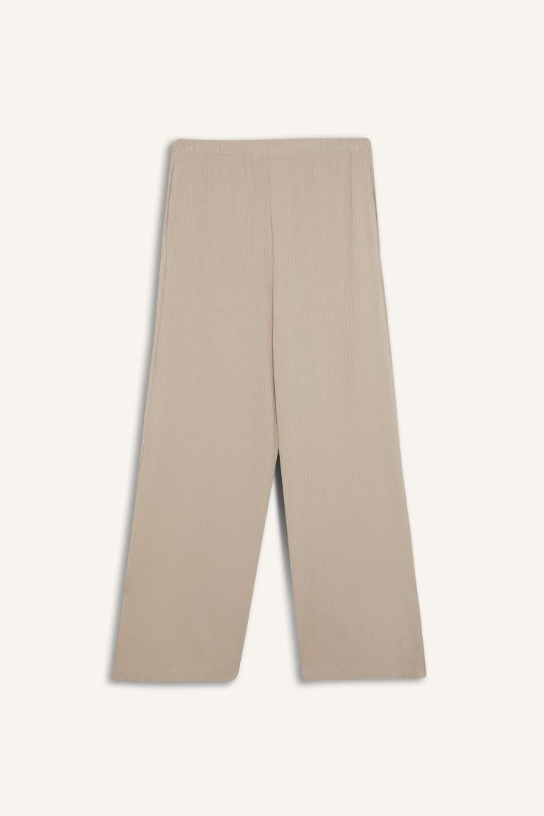 DeFactoFit Wide Leg Cepli Geniş Paça Yırtmaçlı Uzun İnce Sporcu Pantolon
