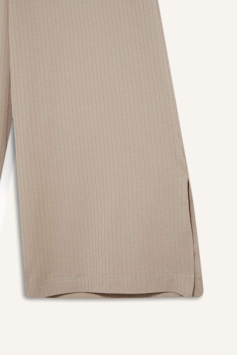 DeFactoFit Wide Leg Cepli Geniş Paça Yırtmaçlı Uzun İnce Sporcu Pantolon