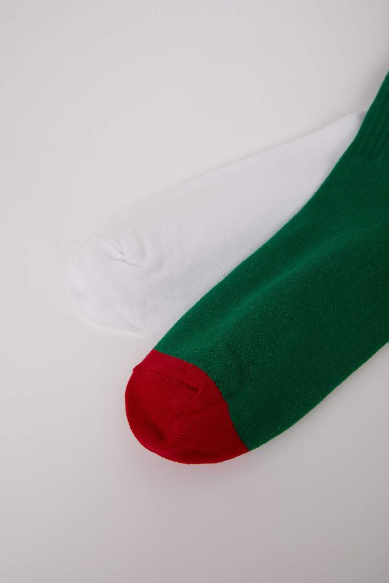 Kadın Yılbaşı Temalı 2'li Pamuklu Uzun Çorap