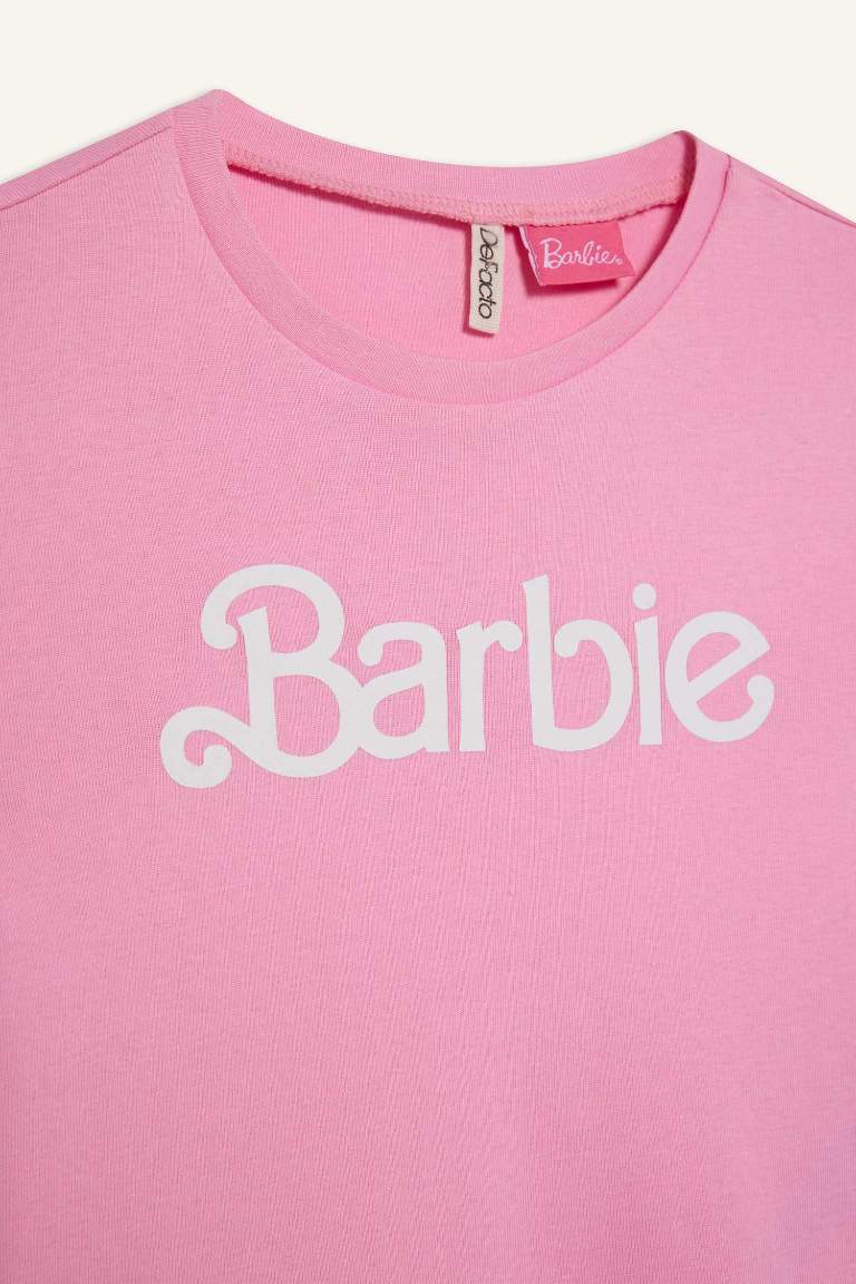 Girl Barbie Fitted Crew Neck Ribbed T-Shirt