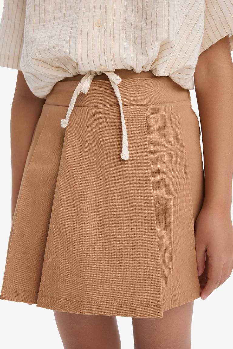 Girl Gabardine Pleated Short Skirt