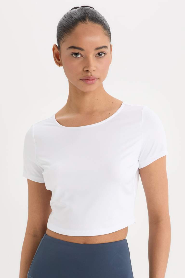 DeFactoFit Crew Neck Sports Crop Top