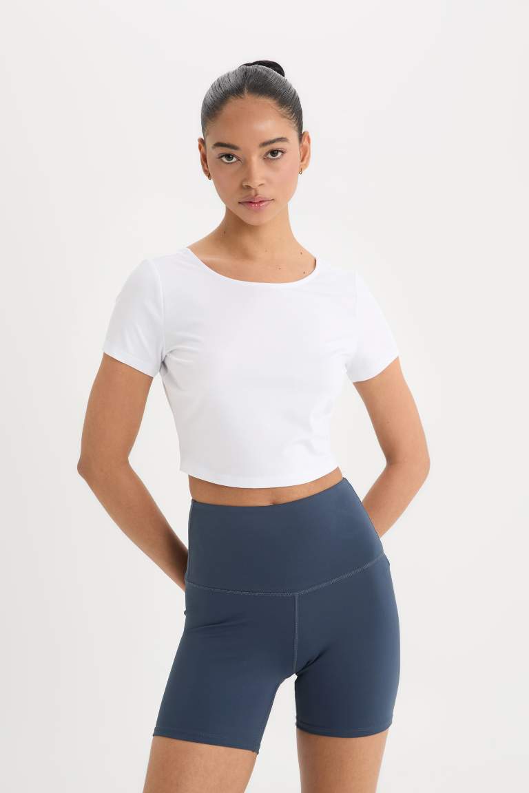 DeFactoFit Crew Neck Sports Crop Top