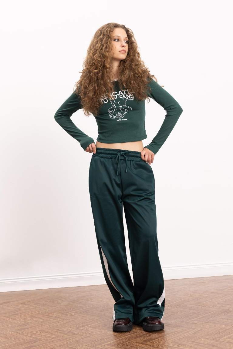 Coool Wide Leg Eşofman Altı Geniş Bol Paça Beli Lastikli Cepli Bağcıklı