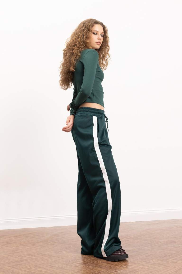 Coool Wide Leg Eşofman Altı Geniş Bol Paça Beli Lastikli Cepli Bağcıklı