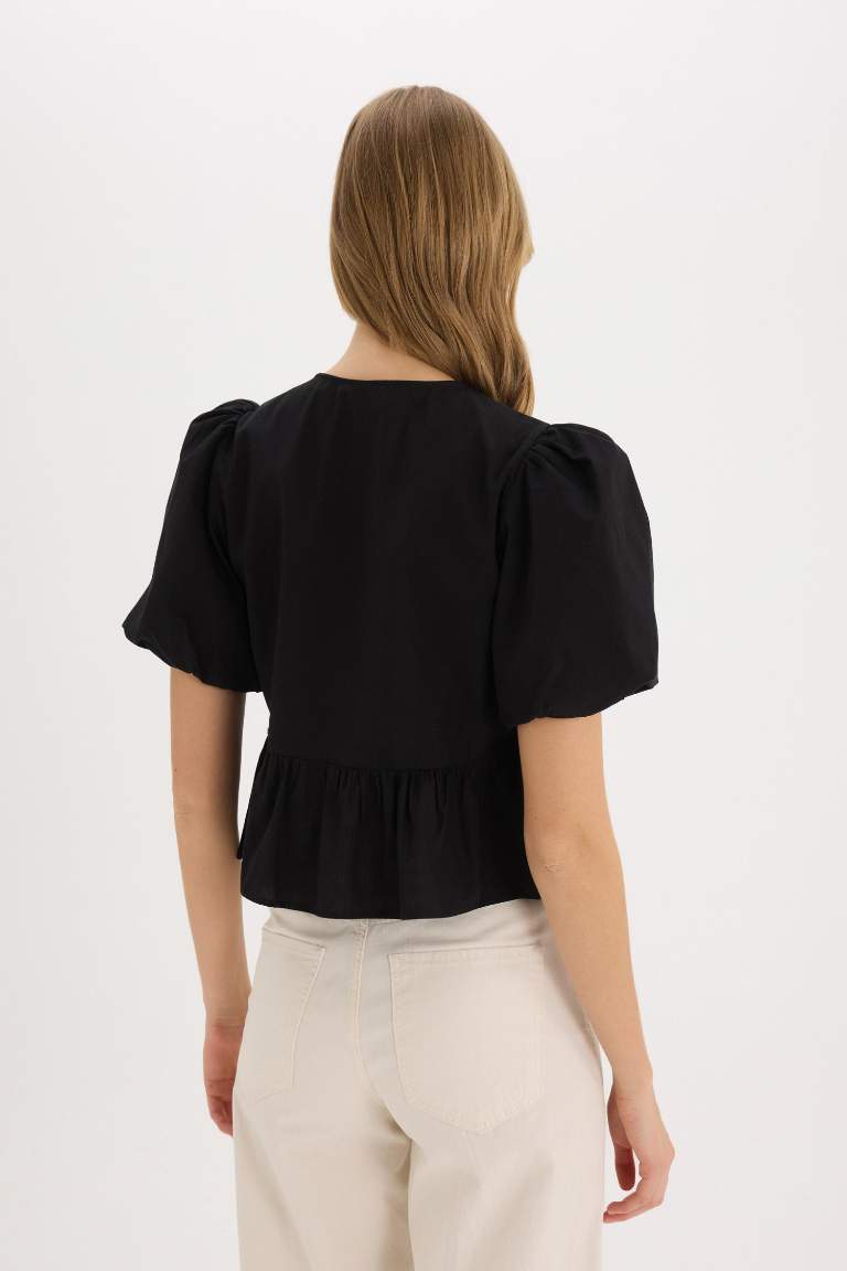 Crew Neck Short Sleeve Blouse