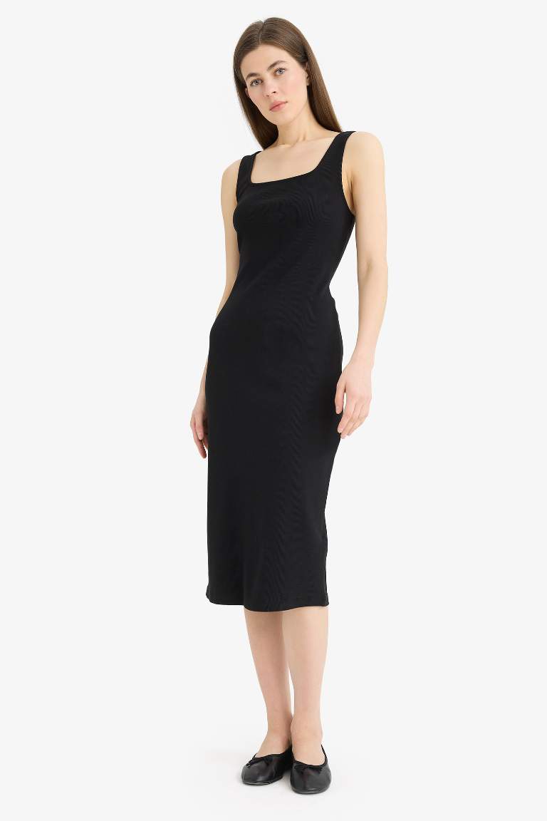 Bodycon Square Collar Camisole Sleeveless Midi Dress