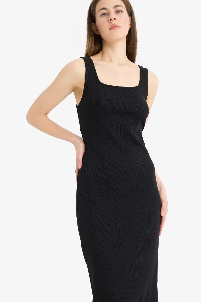 Bodycon Square Collar Camisole Sleeveless Midi Dress