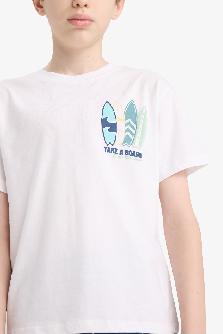 Erkek Çocuk Pijama Takımı Baskılı Kısa Kollu Üst Desenli Şort