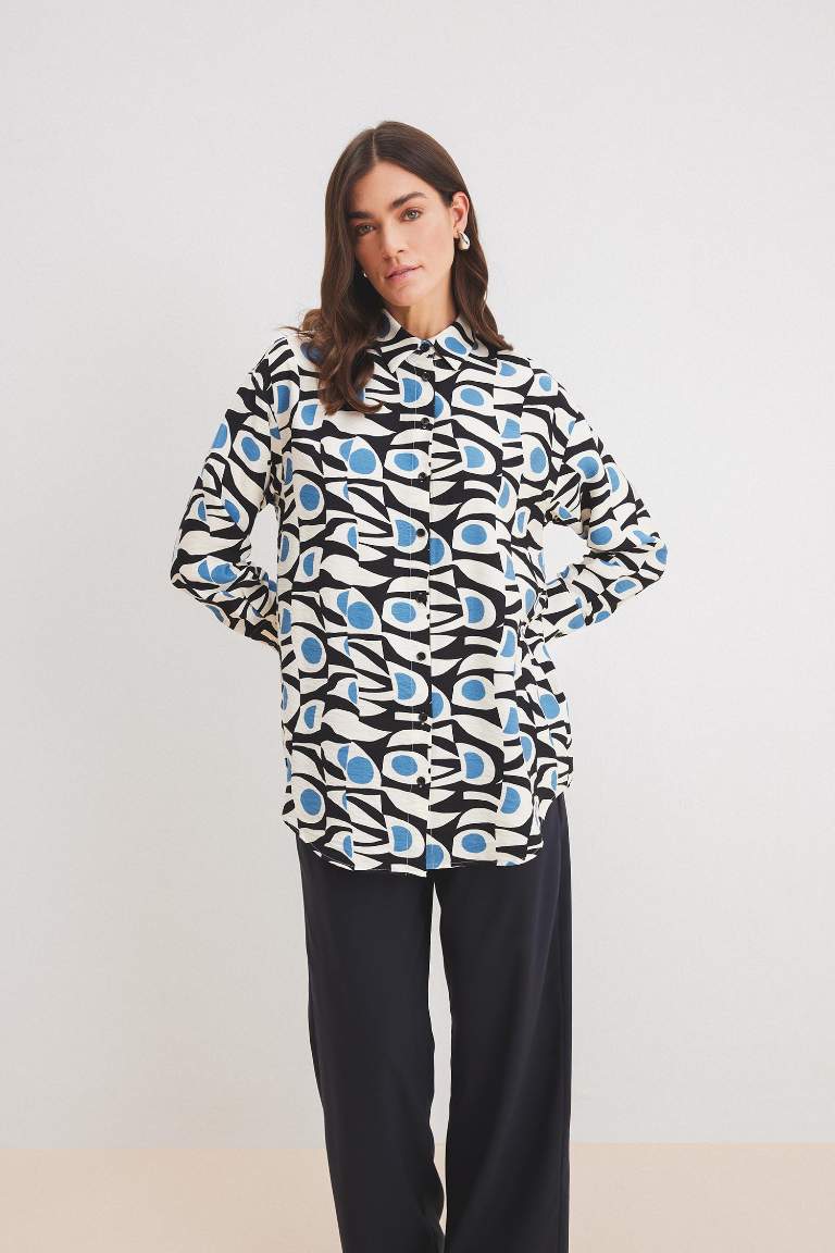 Relax Fit Printed Long Sleeve Tunic