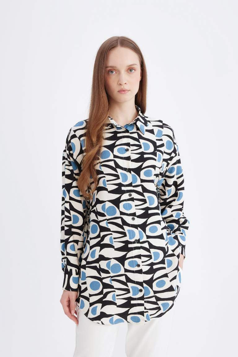 Relax Fit Printed Long Sleeve Tunic