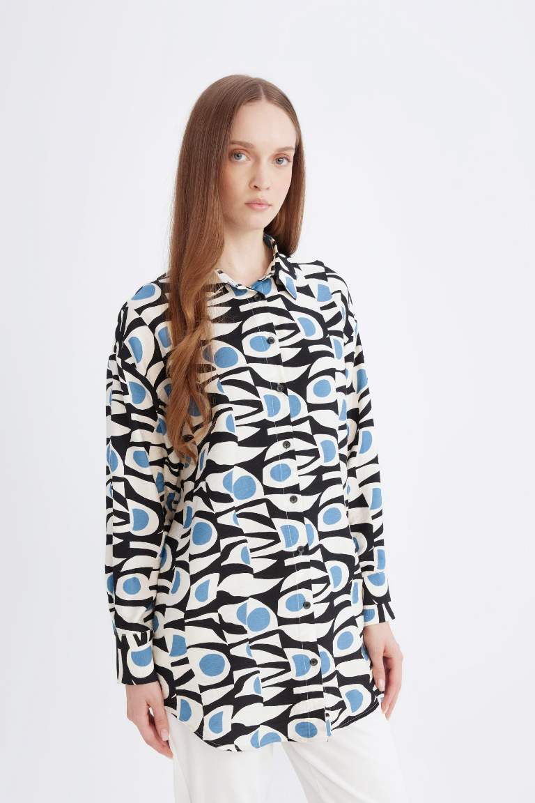 Relax Fit Printed Long Sleeve Tunic