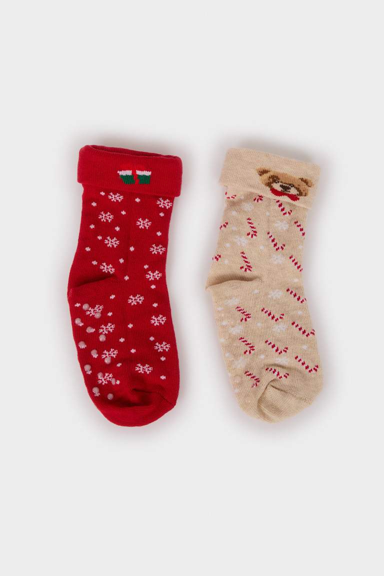 Baby Girl Christmas Themed Seamless 2 Piece Cotton Long Socks