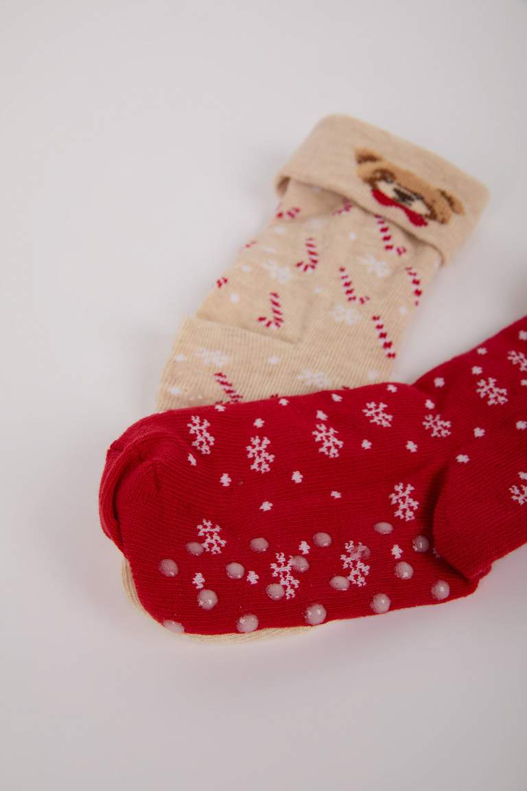 Baby Girl Christmas Themed Seamless 2 Piece Cotton Long Socks