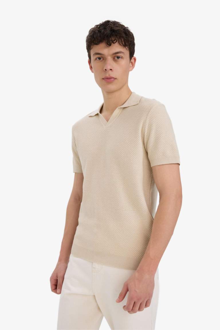 T-shirt Polo en coton acrylique à manches courtes Coupe standard
