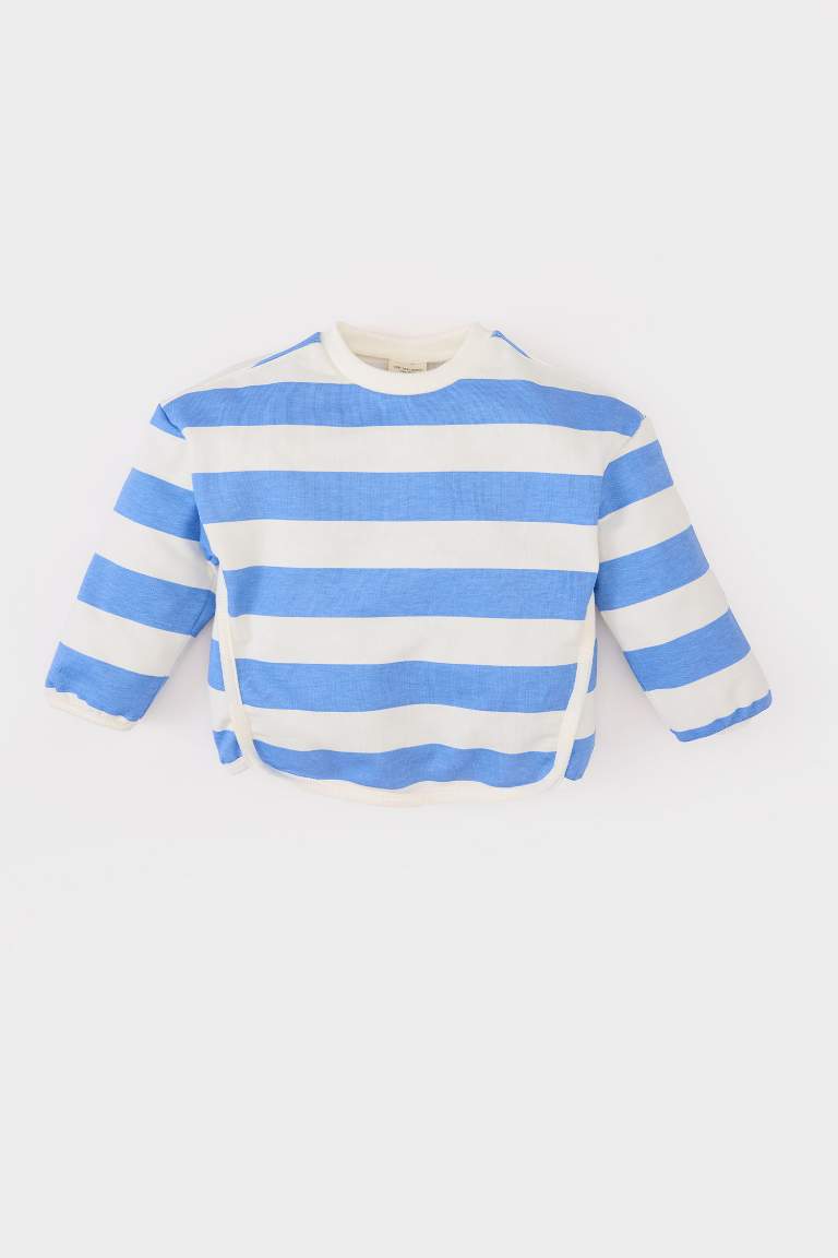 Baby Girl Crew Neck Striped Sweatshirt