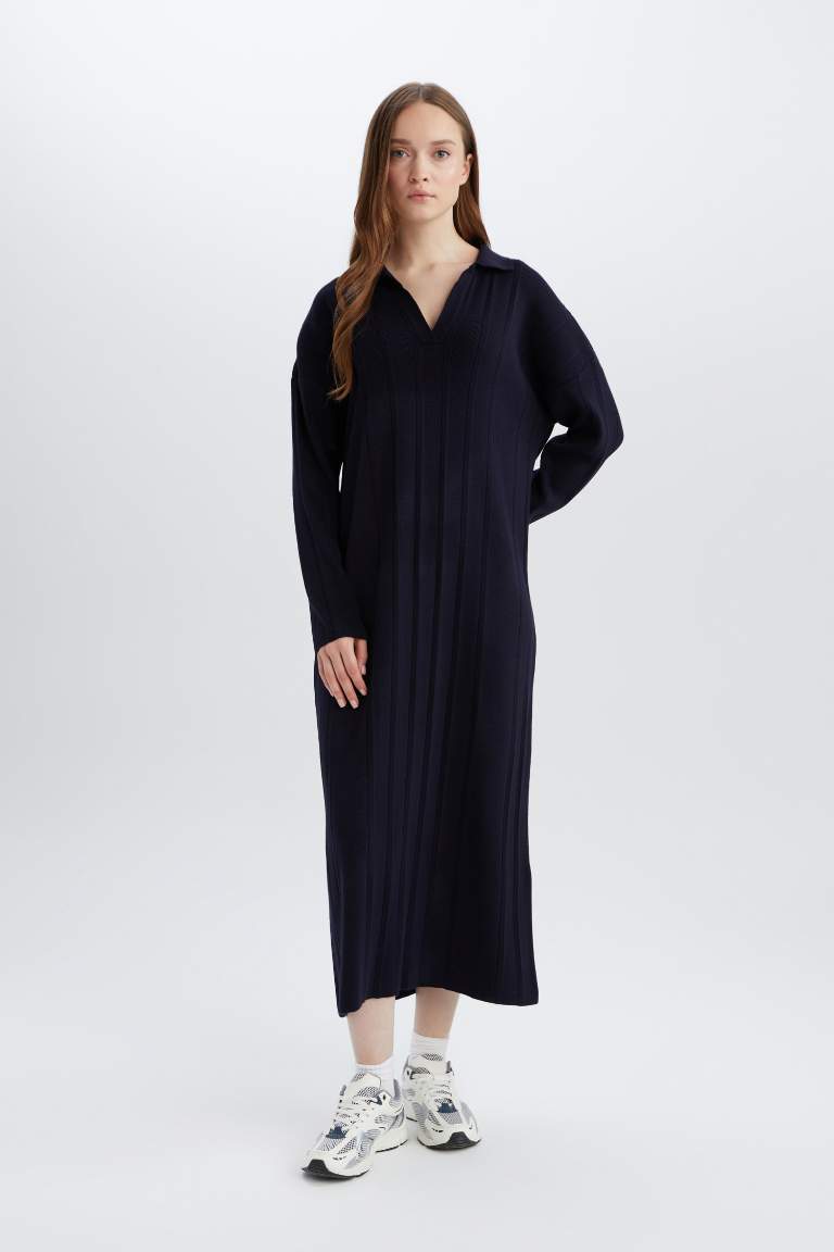 Robe longue basique à col polo Coupe régulière