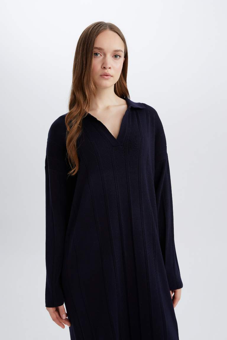 Robe longue basique à col polo Coupe régulière