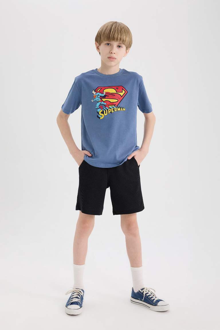 T-shirt imprimé Superman à col rond et manches courtes pour garçon