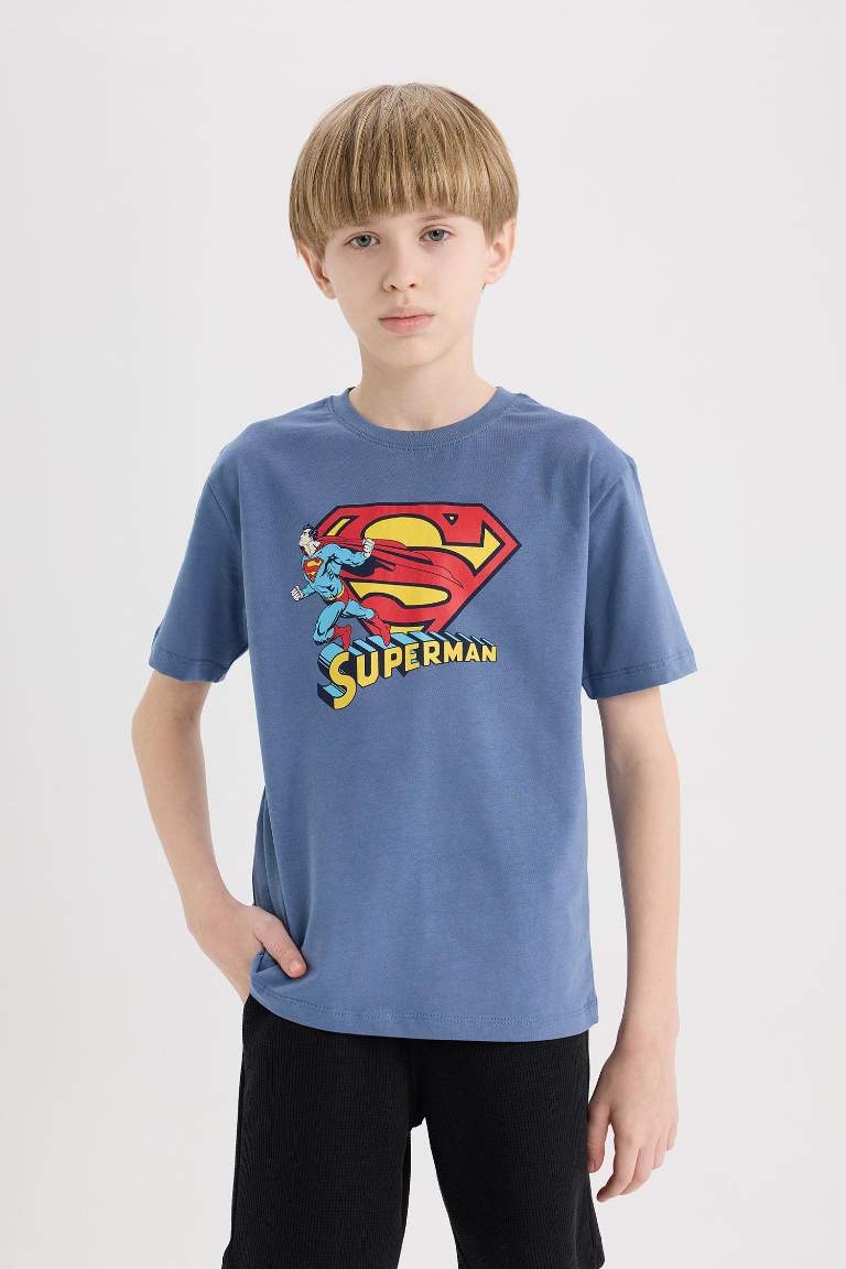 T-shirt imprimé Superman à col rond et manches courtes pour garçon