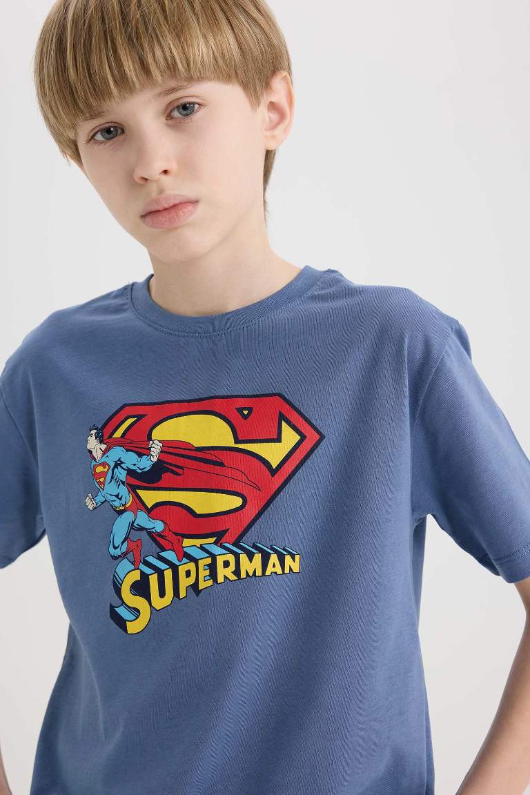 T-shirt imprimé Superman à col rond et manches courtes pour garçon