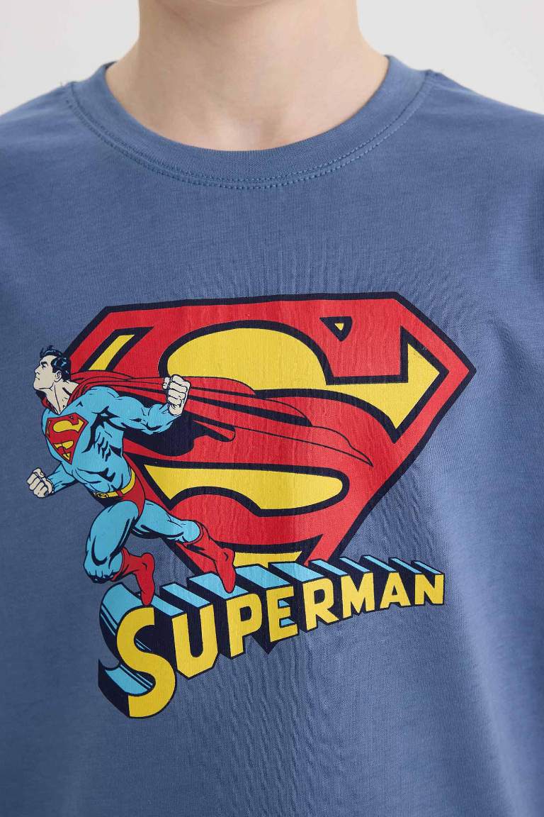 T-shirt imprimé Superman à col rond et manches courtes pour garçon