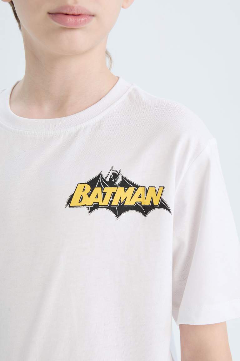 T-shirt imprimé Batman à col rond et manches courtes pour garçon