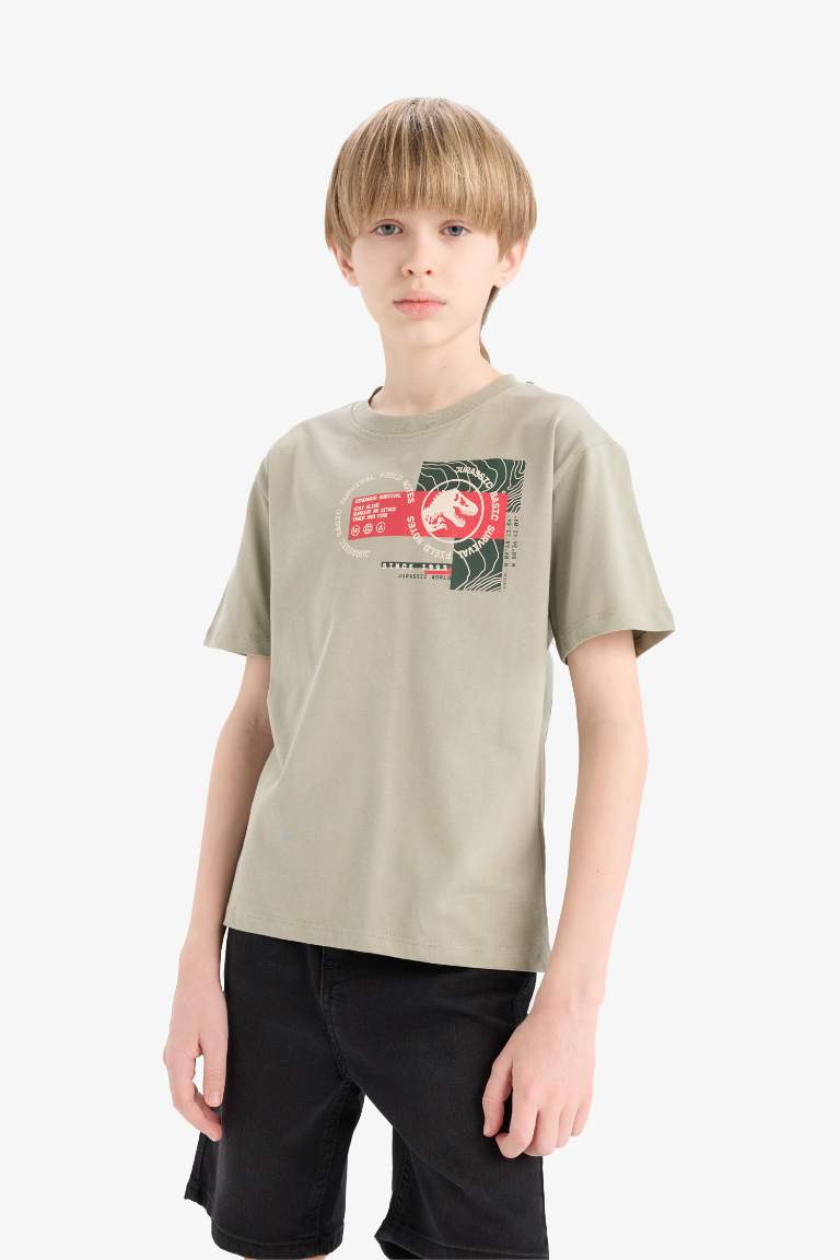 Boy Jurassic World Crew Neck Back Printed T-Shirt