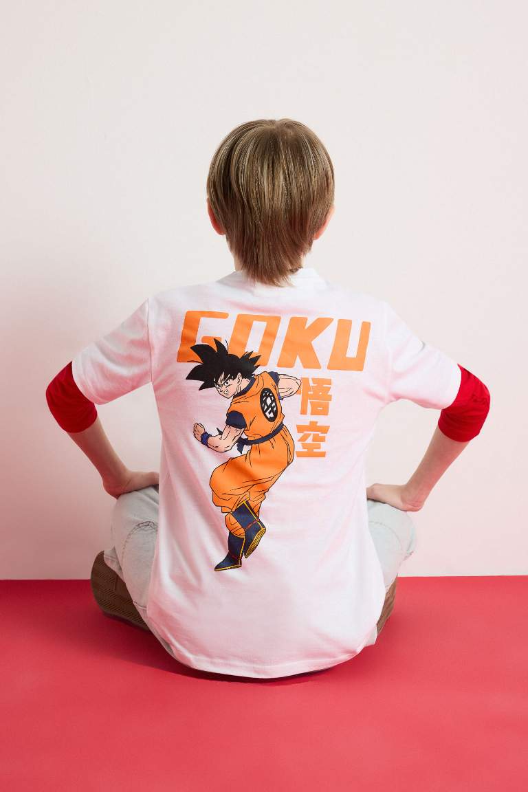 Boy Dragon Ball Crew Neck Back Printed Short Sleeve T-Shirt