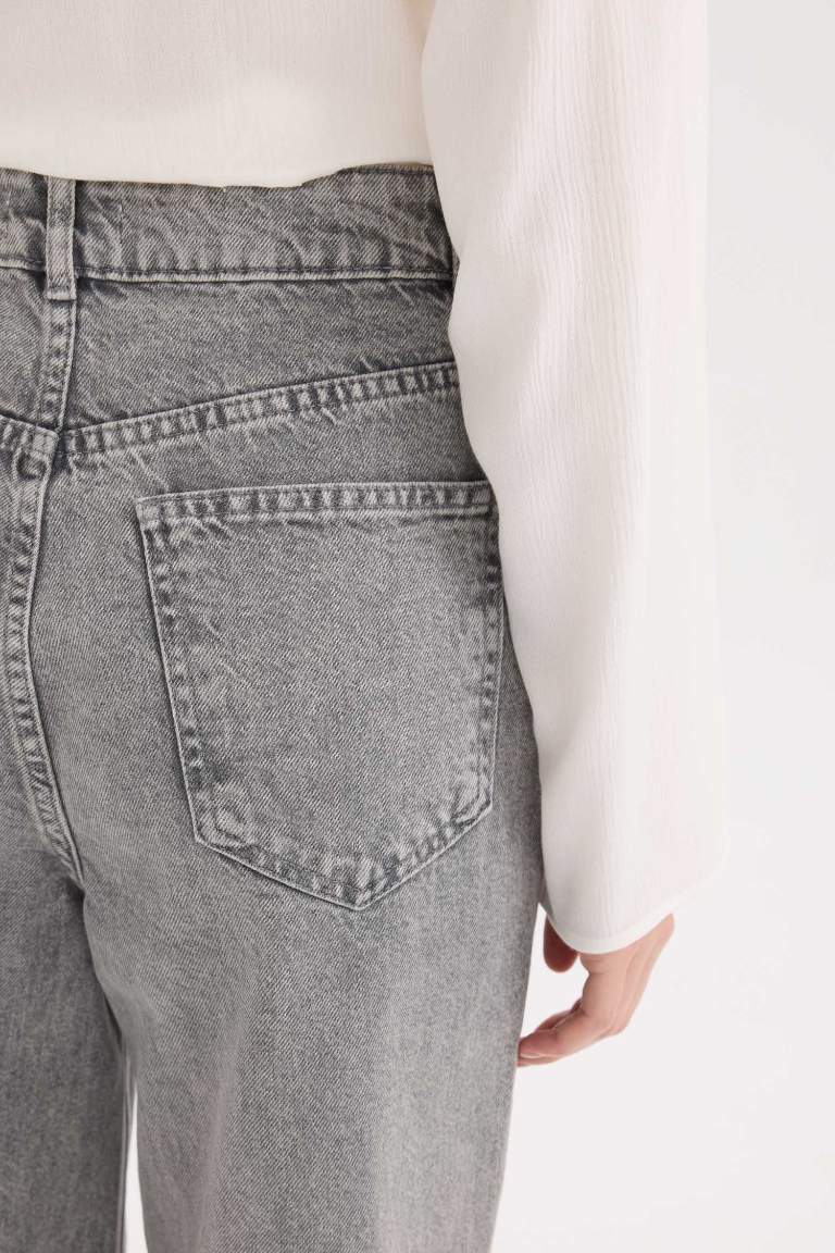 90's Wide Leg High Waist Long Washed Jeans