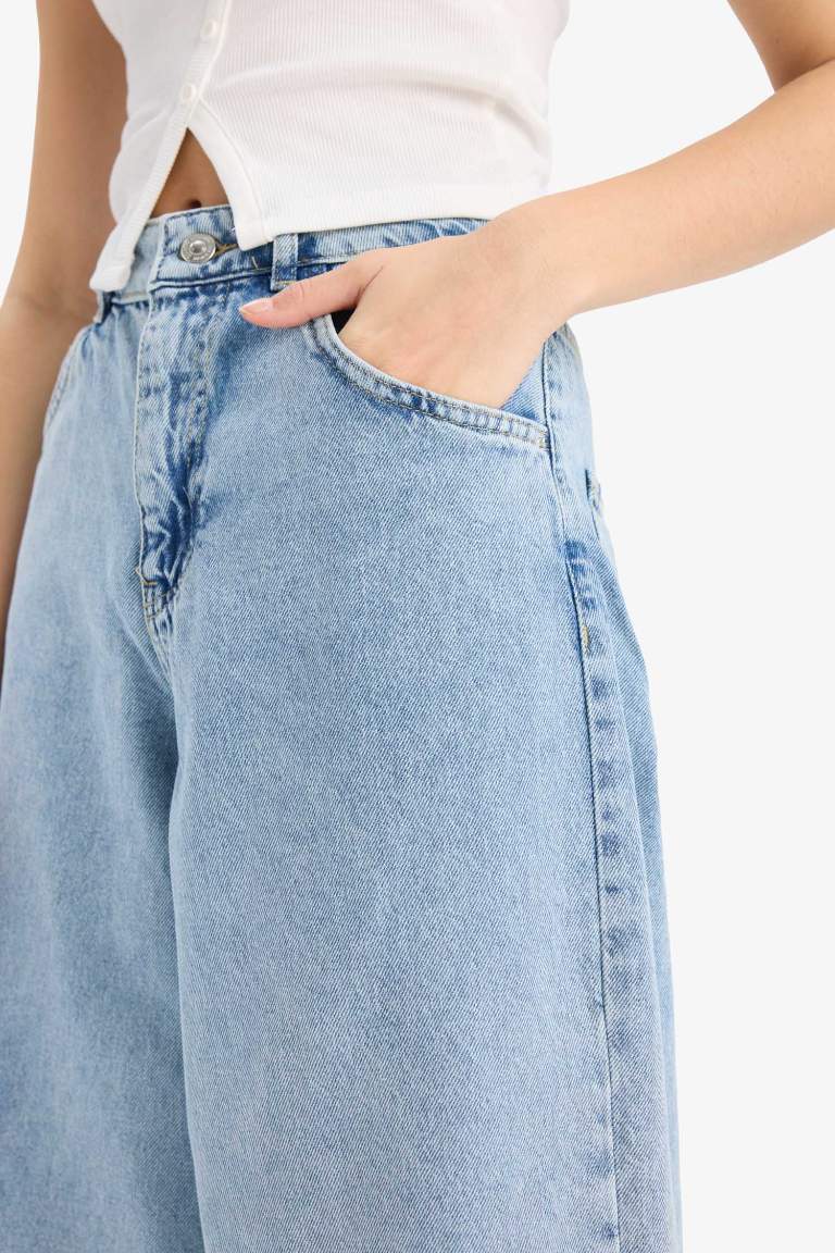 Baggy Fit High Waist Long Washed Jeans