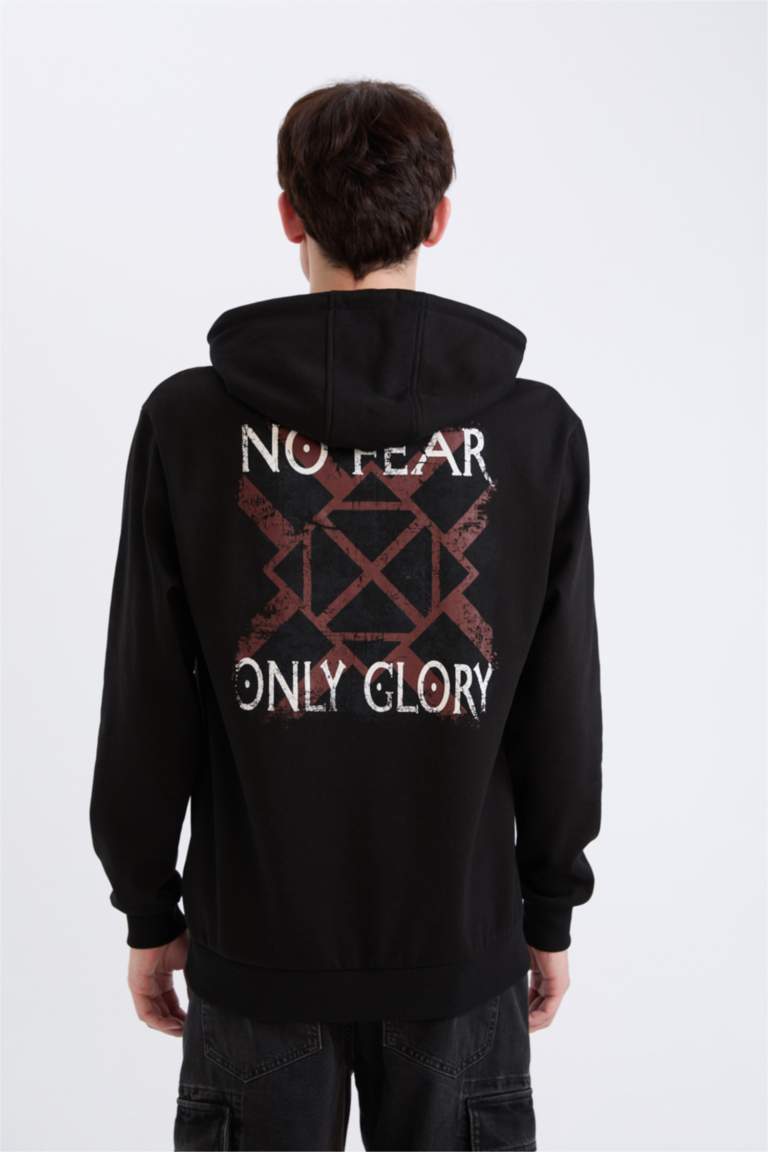 Vikings Valhalla Regular Fit Kapüşonlu Sırt Baskılı Sweatshirt