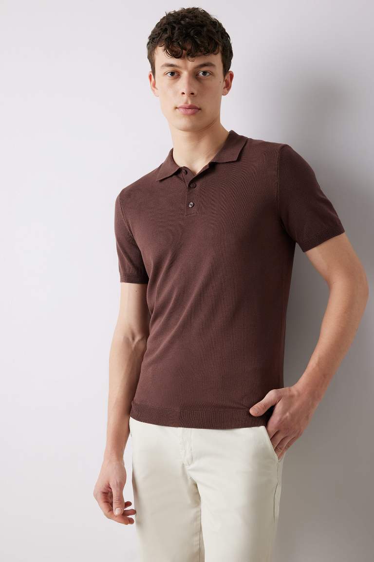 Standard Fit Polo Collar Knitwear Polo T-Shirt