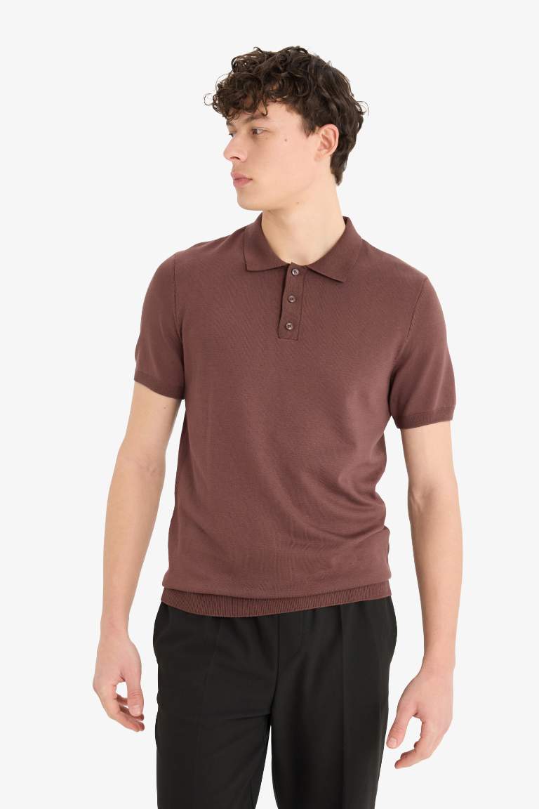 Standard Fit Polo Collar Knitwear Polo T-Shirt