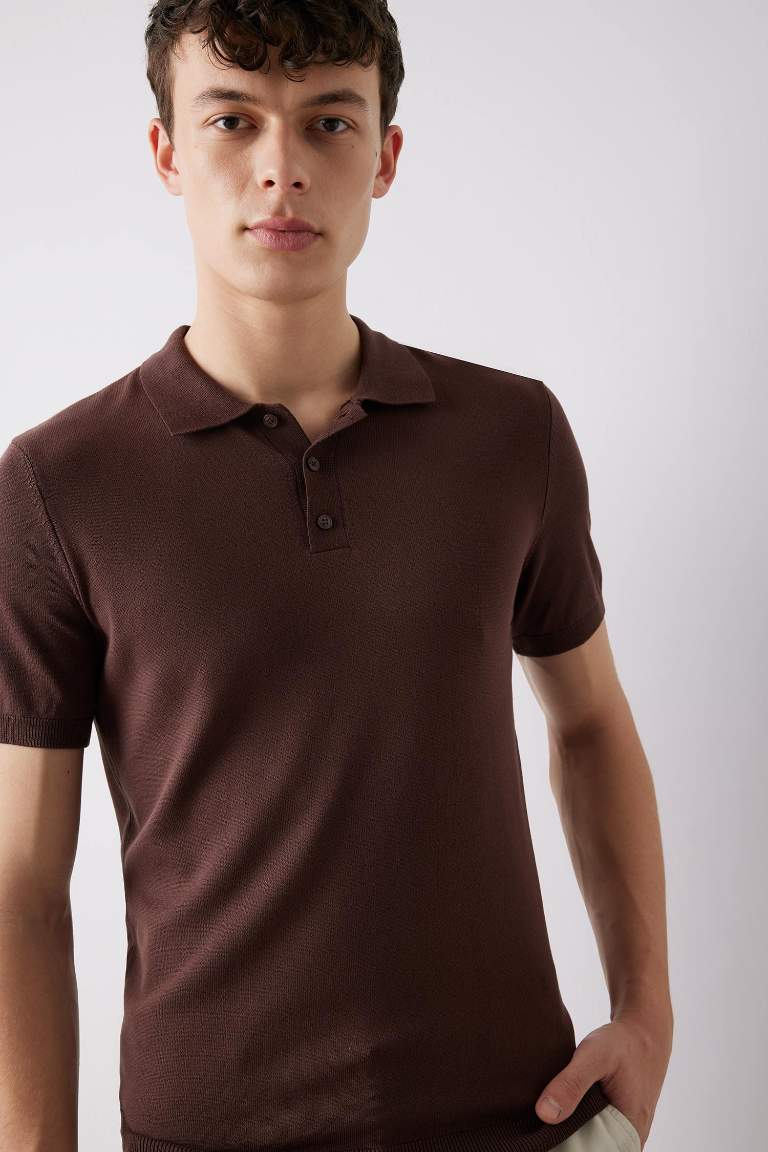 Standard Fit Polo Collar Knitwear Polo T-Shirt