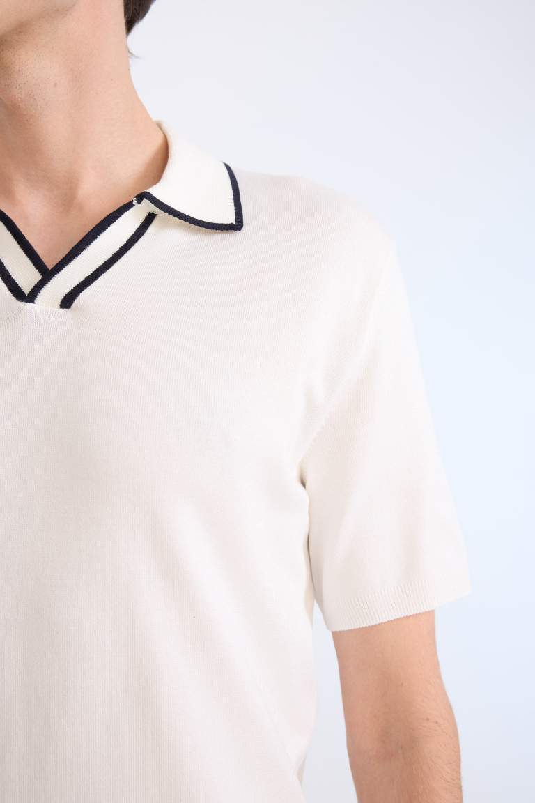 Standard Fit Polo Collar Knitwear Polo T-Shirt