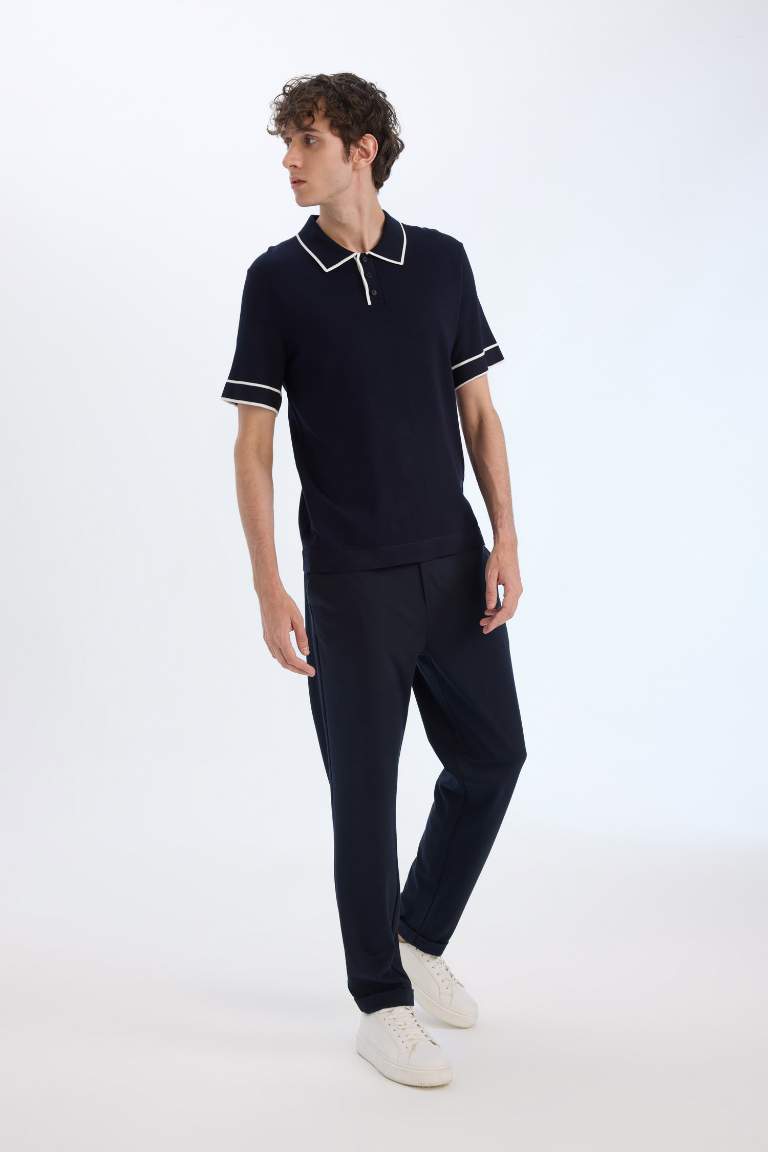 Standard Fit Polo Collar Striped Knitwear Polo T-Shirt