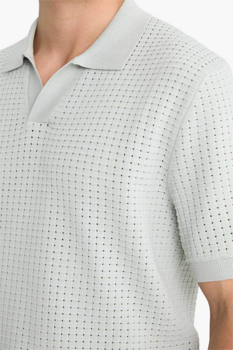 Standart Fit Polo Yaka Triko Kısa Kollu Tişört