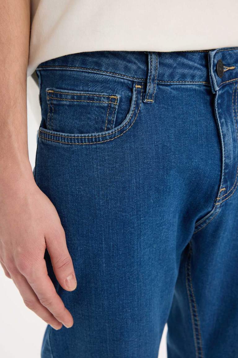 Diago Comfort Fit Rahat Kalıp Yüksek Bel Geniş Paça Düz Paça Jean Pantolon