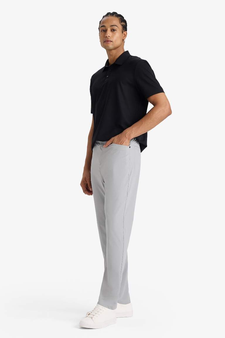 DeFactoFit Slim Fit Dar Kesim Standart Paça Dokuma Sporcu Pantolon