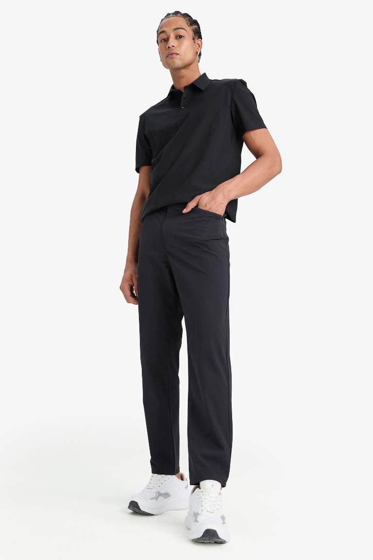 DeFactoFit Slim Fit Dar Kesim Standart Paça Esnek Multifonksiyonel Dokuma Sporcu Pantolon
