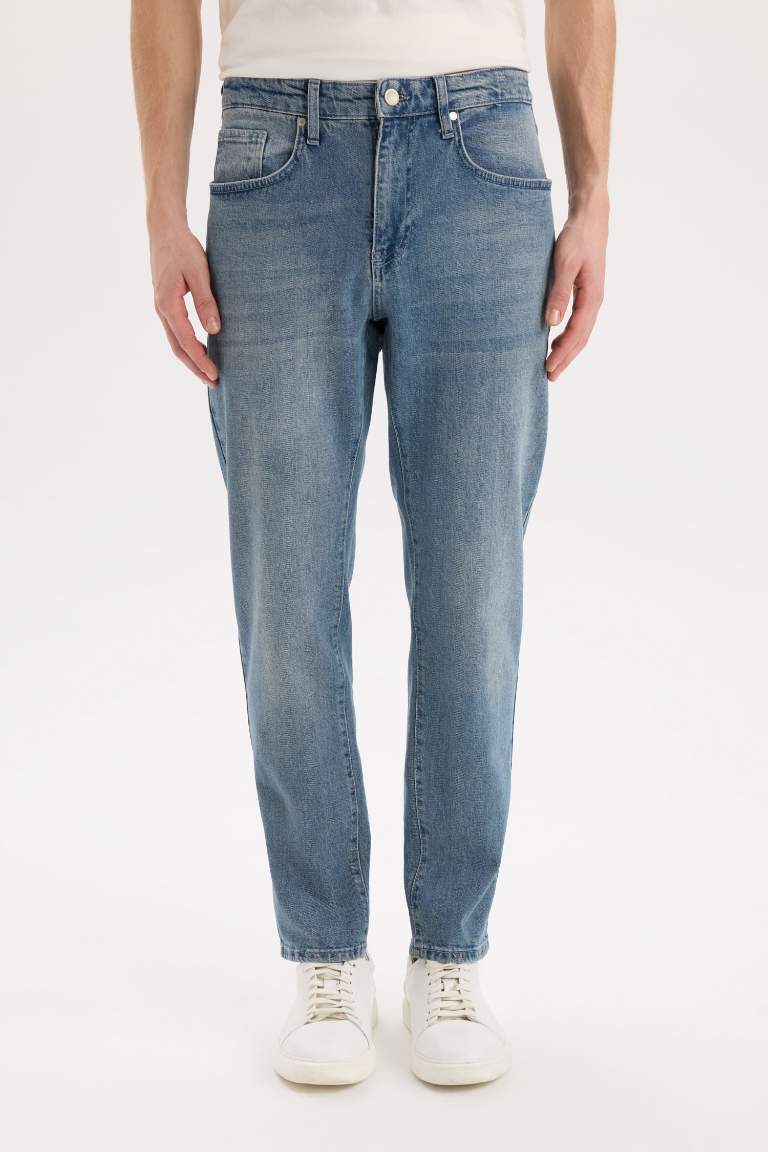 Slim Tapered Fit Dar Kalıp Normal Bel Daralan Paça Jean Pantolon