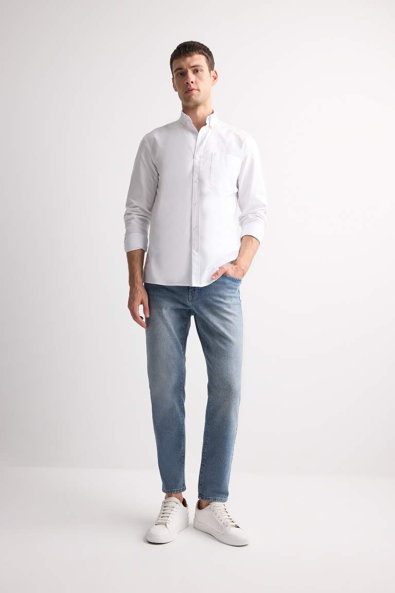 Slim Tapered Fit Dar Kalıp Normal Bel Daralan Paça Jean Pantolon