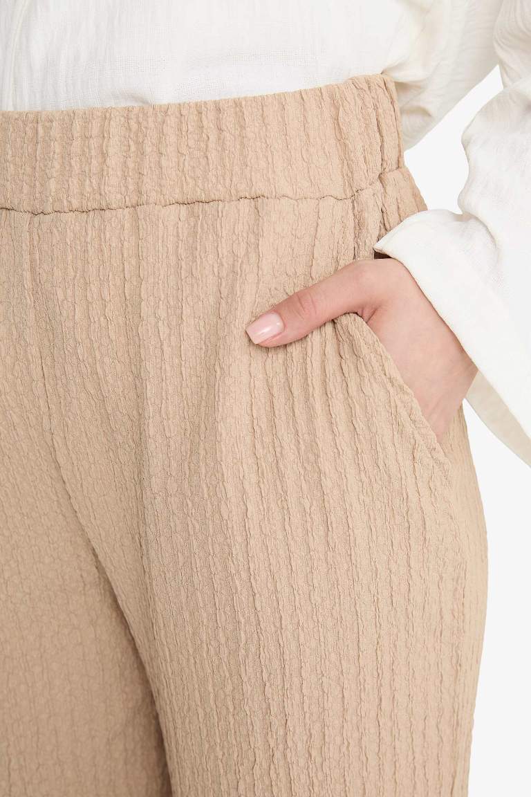 بنطرون برجل واسع منسوج قصة مريحة