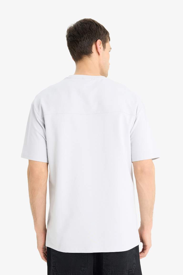 Boxy Fit Круглый Вырез Принт Короткий Рукав Свитер Ткань Футболка