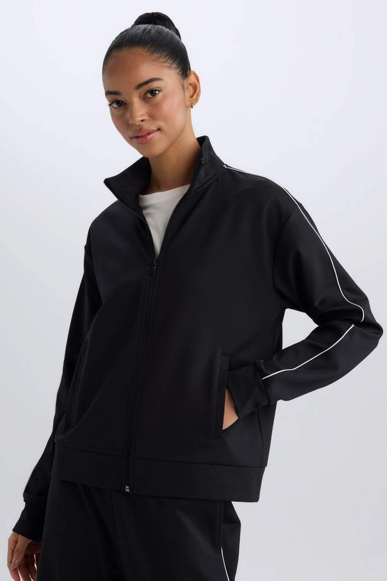 DeFactoFit Standart Fit Cepli Fermuarlı Sporcu Sweatshirt
