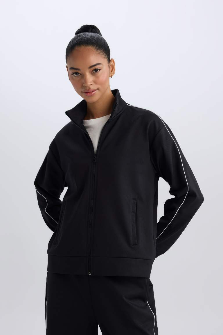 DeFactoFit Standart Fit Cepli Fermuarlı Sporcu Sweatshirt