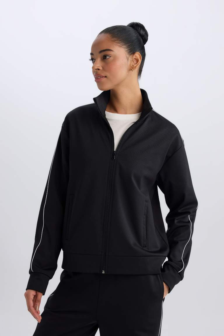 DeFactoFit Standart Fit Cepli Fermuarlı Sporcu Sweatshirt