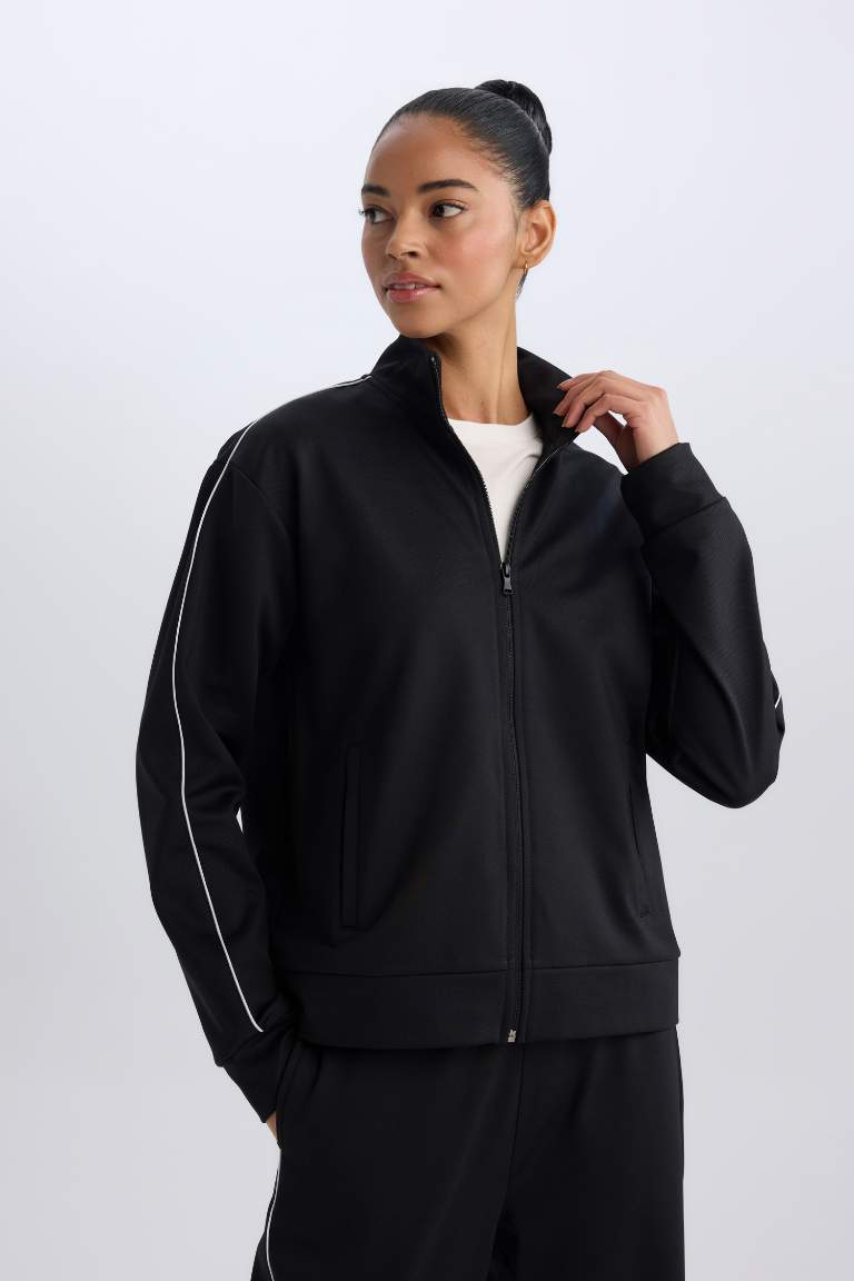 DeFactoFit Standart Fit Cepli Fermuarlı Sporcu Sweatshirt